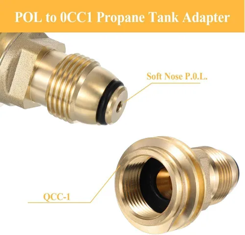Miniatura 7 de Adaptadores de tanque de propano que convierten la válvula de servicio POL del tanque LP a QCC1 latón sólido ajuste universal (paquete de 2)