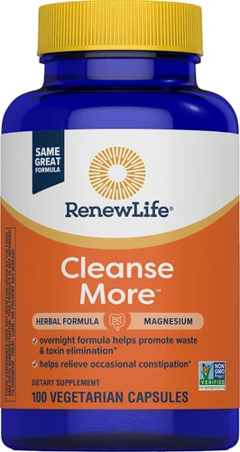 Miniatura 6 de Renew Life Cleanse More fórmula herbal con magnesio para aliviar el estreñimiento ocasional durante la noche; ayuda a promover la eliminación