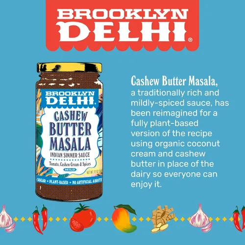 Miniatura 5 de Brooklyn Delhi Masala de mantequilla de anacardo - Salsa india a fuego lento con tomates crema de anacardo, pimentón dulce, 12 onzas, lo