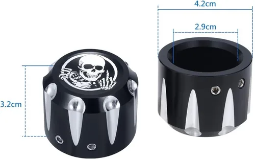 Miniatura 2 de Juego de 2 tapas de tuerca de eje delantero, juego de tapas de eje, tapa de tuerca de eje delantero de aluminio CNC estilo calavera, compatible