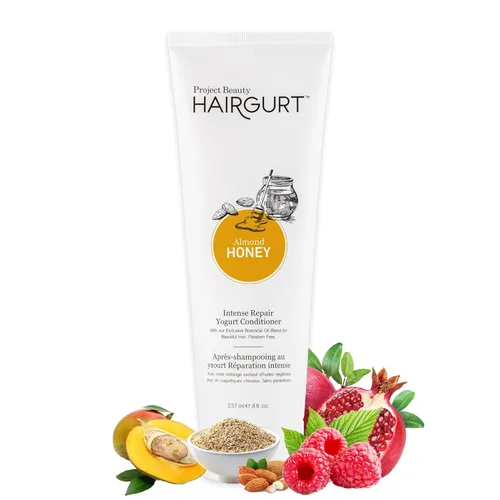Acondicionador de yogur reparador intenso de miel de almendra, humedad profunda para cabello seco y quebradizo, sin sulfatos, ingredientes