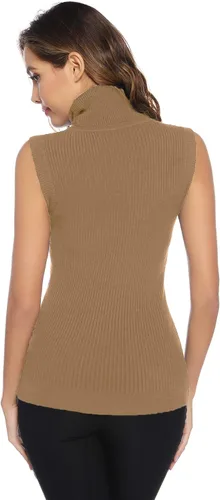 Miniatura 4 de Totatuit Women's Spring Sleeveless Turtlenecks Tops Mock Neck Ribbed Solid Pullover Tank