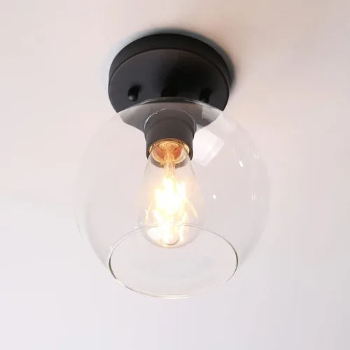 Miniatura 6 de Pathson Lámpara de techo de cristal con forma de globo, 1 luz redonda industrial empotrada para pasillo, cocina, fregadero, sala de estar, baño