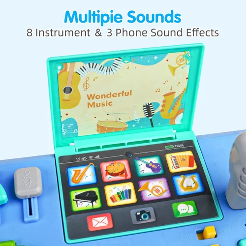 Miniatura 8 de Mesa de actividades de DJ para bebés de 1 a 3 años, piano musical para bebés de 1 año con música y luz, juguete educativo para niños de 6-9-12-18