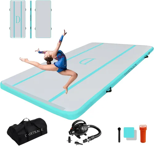 Miniatura 16 de DAIRTRACK Colchoneta inflable de gimnasia de 10/13/16/20 pies para uso doméstico/gimnasio/entrenamiento/animadora/yoga/agua