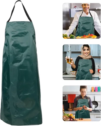 Miniatura 6 de SOLUSTRE Delantal de cocina para lavar platos y uso doméstico, delantal largo de trabajo de tafetán para hombres y mujeres para cocinar, jardinería