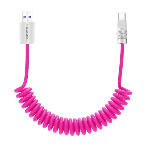Miniatura 9 de chubbycable Curly Chubby - Cable de carga rápida USB C en espiral de 240 W, cable de carga retráctil trenzado duradero para automóvil compatible