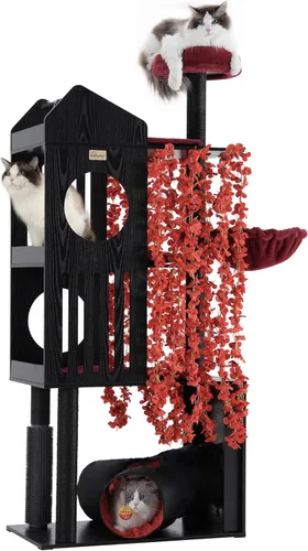 FourFurPets Árbol Gótico para Gatos, Torre para Gatos de 67" para Gatos de Interior, Árbol para Gatos Maine Coon para Gatos Grandes de 20 libras+,