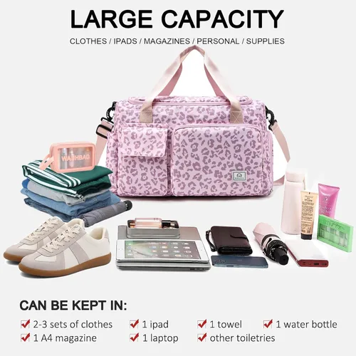 Miniatura 451 de Pequeña bolsa de gimnasio para mujer, bolsa de viaje con compartimento para zapatos