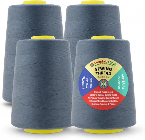 Miniatura 59 de Mandala Crafts 4 Pack of Serger Threads Cones Spools - 20S/2 24000 Yards Polyester Baby Blue Threads for Sergers Machine and Overlock Quilting