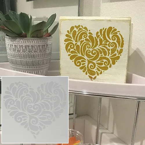 Miniatura 2 de Plantilla de corazón para pintar, plantilla de pintura decorativa para paredes, muebles, manualidades y madera, patrón de corazón reutilizable