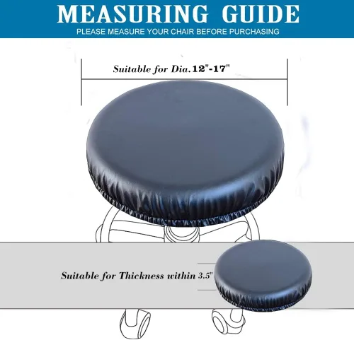 Miniatura 6 de Fundas para taburete PU - Fundas lavables y resistentes al agua para asiento redondo con bandas elásticas para sillas de 12-17 pulgadas