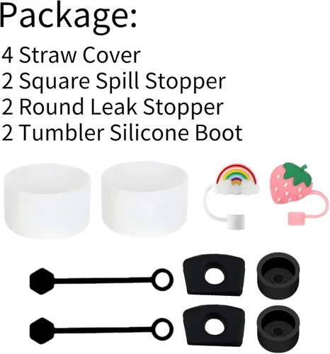 Miniatura 4 de CONQUERALL Juego de 4 tapas de pajilla, 2 tapones para derrames, 2 tapones de fugas, 2 fundas de silicona de repuesto para taza Stanley Universal