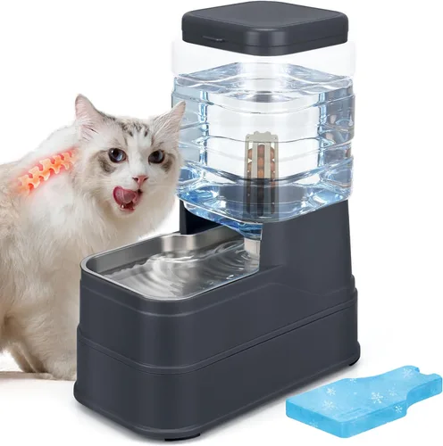 Miniatura 11 de Dispensador automático de agua para perros de 1.1 galones, comedero por gravedad para gatos con cuenco de acero inoxidable, cuencos elevados