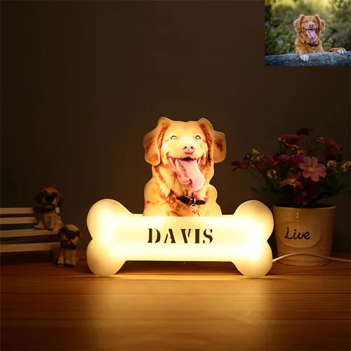 Miniatura 9 de Lámpara de fotos personalizada con 5 imágenes, luz LED para dormitorio, noche 3D, Navidad, cumpleaños, hueso, 8 pulgadas