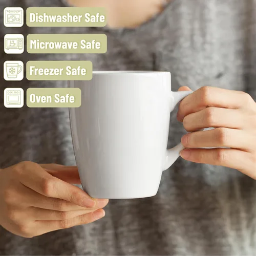 Miniatura 4 de BTAT - Juego de 12 tazas de café blancas, 12 onzas, juego de tazas de café
