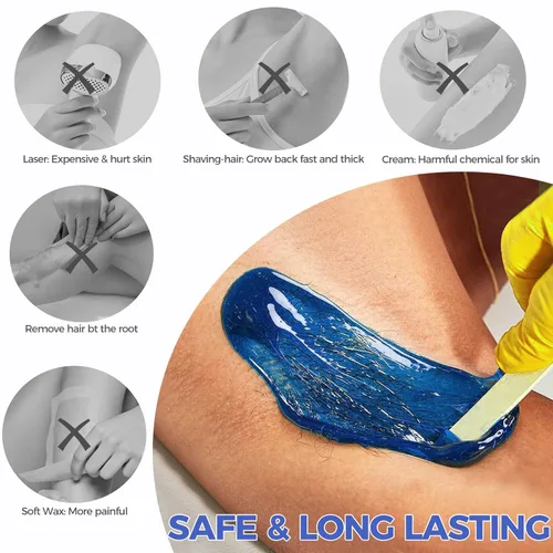 Miniatura 2 de Madors Perlas de cera dura para depilación – Kit de granos de cera de 1 libra/16 onzas con 10 barras aplicadoras de cera para todo el cuerpo, cara