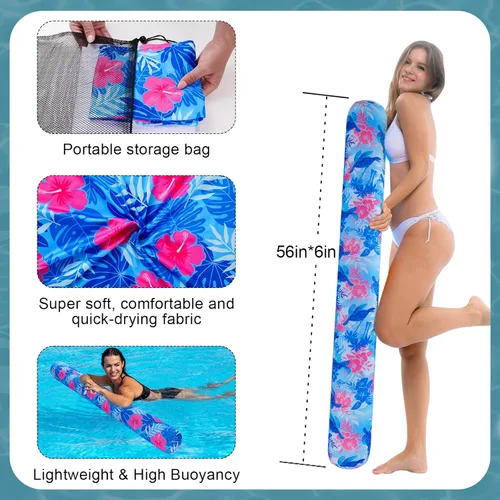 Miniatura 4 de Fideos inflables para piscina, paquete de 2 de tela suave de secado rápido cubiertos, fideos flotadores grandes para piscina, flotadores premium