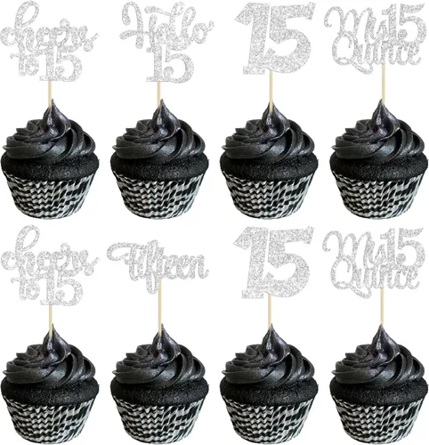 Miniatura 61 de 30 piezas Adornos para pastel de cumpleaños de 6 años, seis brillos, hola 6, púas para cupcakes, felicitaciones a los 6 años, decoraciones