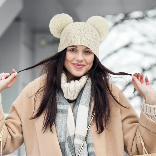 Miniatura 3 de Simplicity Gorro de punto trenzado para mujer, con pompón, para esquí, snowboard