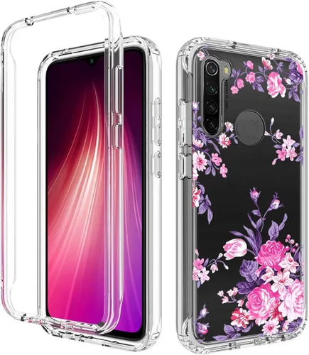 Miniatura 6 de Funda para Redmi Note 8 (2019/2021) M1908C3JH con protector de pantalla de vidrio templado, cuerpo completo transparente floral TPU Slim Funda