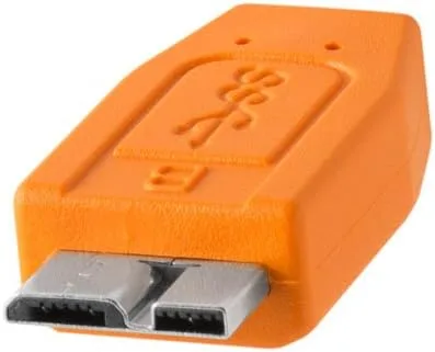 Miniatura 4 de Tether Tools TetherPro - Cable USB 3.0 a Micro-B para transferencia rápida y conexión entre cámara y computadora, naranja de alta visibilidad, 15