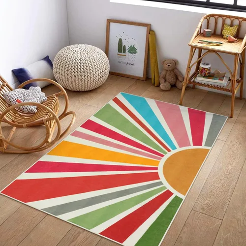 STARUIA - Alfombra Boho Lavable de 3'x5', Alfombra de Área para Niños para Sala de Juegos, Alfombras Coloridas para Niños para Dormitorio, Alfombra