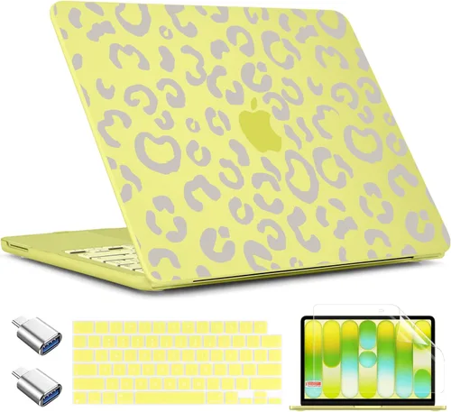 Miniatura 18 de TWOLSKOO Funda para MacBook Neo de 13 pulgadas 2026 A3404 A18 Pro Chip, carcasa rígida de plástico con adaptador tipo C, 2 fundas para cámara web