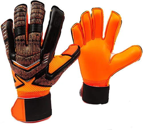 XINNI Guantes de portero de portero con agarre fuerte en la palma con soporte de muñeca para dedos, guantes de fútbol para jóvenes y adultos, Naranja