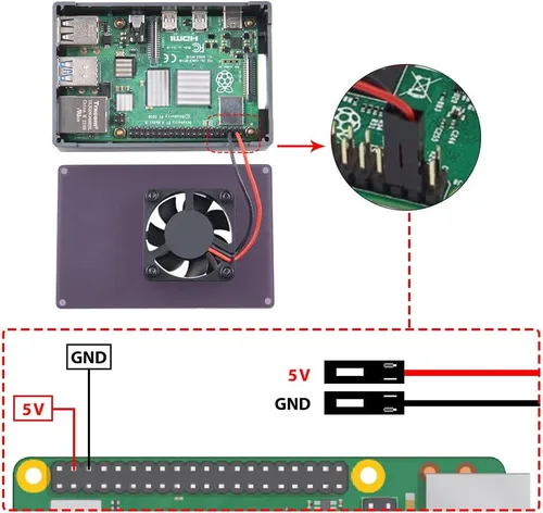 Miniatura 7 de GeeekPi Funda para Raspberry Pi 4, Pi 4 de aluminio con ventilador, disipador de calor Pi 4 para Raspberry Pi 4 Modelo B, carcasa alta compatible