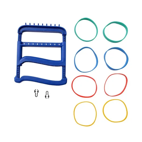 Rolyan - Ejercitador ergonómico básico de mano, dispositivo de fortalecimiento para dedos, manos y pulgares, viene con 4 pares de bandas de goma Azul