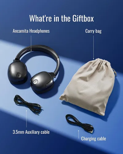 Miniatura 7 de Auriculares híbridos con cancelación activa de ruido, Bluetooth inalámbrico sobre la oreja, tiempo de reproducción ANC de 50 horas, giratorio