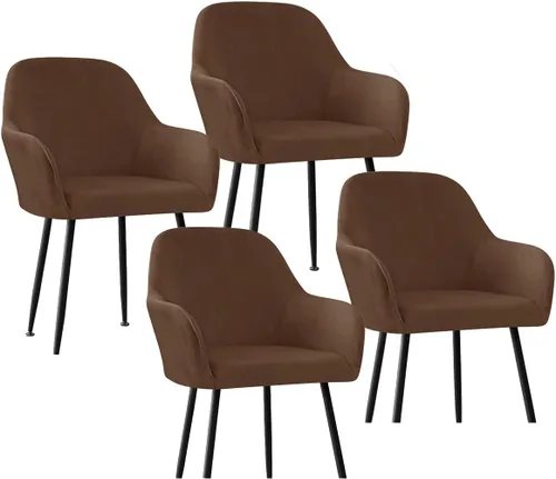 Miniatura 43 de Fundas protectoras de terciopelo elástico para sillas de comedor con brazos y respaldo curvado pequeño, juego de 6/4/2 para cocina, oficina, hogar