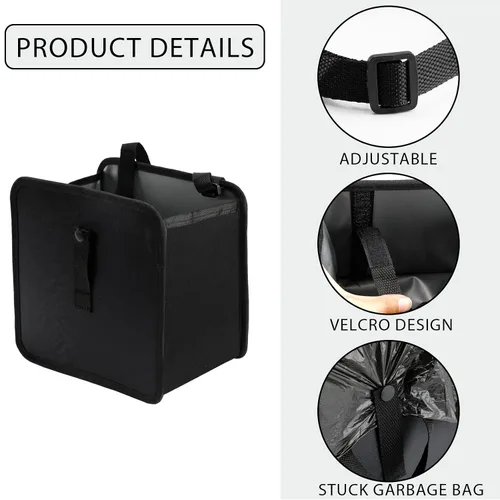 Miniatura 3 de Bolsa de basura colgante para automóvil, a prueba de fugas, plegable, portátil, organizador de bolsa de basura portátil, bolsa de almacenamiento