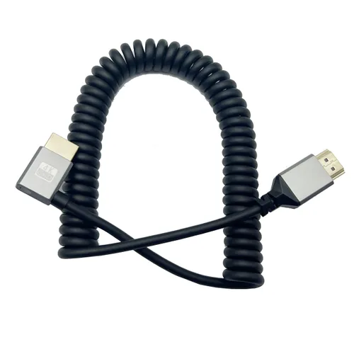Miniatura 2 de Seadream Cable HDMI en espiral en ángulo 4K, cable HDMI macho a macho, HDMI 2.0 18 Gbps convertidor de extensión de cable HDTV compatible con 3D