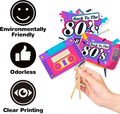 Miniatura 4 de Accesorios para cabina de fotos de los años 80, 30 piezas de accesorios retro de los años 80 para niños, niñas y adultos, suministros de decoración