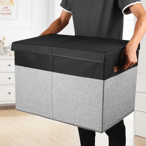 Miniatura 6 de Gowee Caja grande de almacenamiento de juguetes con tapa, cofre resistente organizador contenedor cesta de almacenamiento de juguetes con divisores