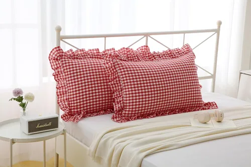 Miniatura 10 de Fundas de almohada cuadradas a cuadros en blanco y negro con volantes, fundas de almohada a cuadros, fundas de almohada de gingham, fundas