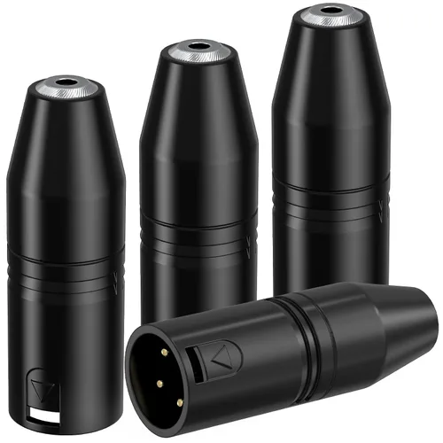 Ancable 0.138 in a XLR, paquete de 4 adaptadores estéreo TRS Mini-Jack hembra a 3 pines XLR macho adaptador de micrófono, convertidor de audio para