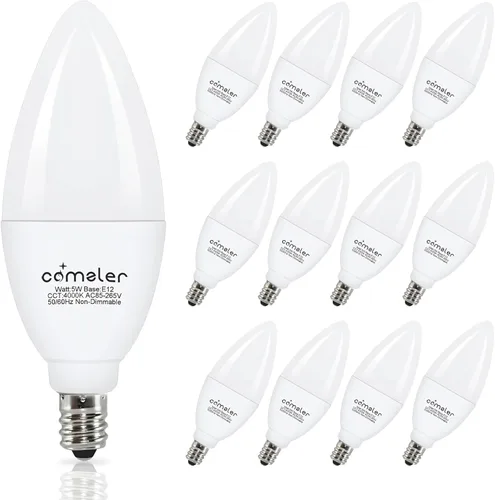 Miniatura 12 de comzler - Foco LED E12 de Candelabro, bombillas LED para ventilador de techo equivalentes a 60 W, focos LED de araña de luz diurna 5000K, bombilla