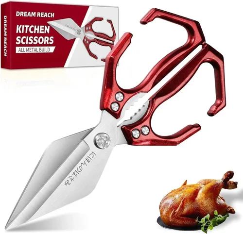 Miniatura 9 de Dream Reach Tijeras de cocina para alimentos, tijeras de aves de corral resistentes con mango ergonómico, tijeras culinarias japonesas de acero