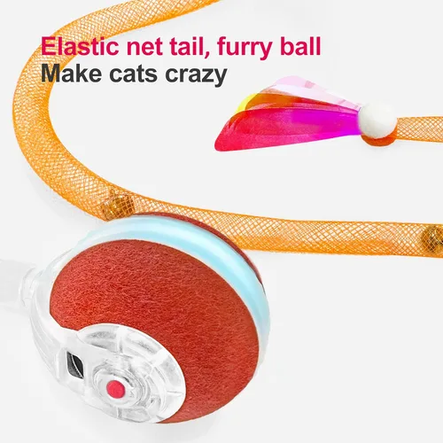 Miniatura 4 de Jkanti Juguetes interactivos para gatos de interior, bola de gato ágil en movimiento de tercera generación con cola de malla elástica, juguetes