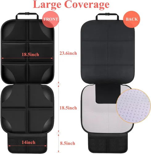 Miniatura 2 de Protector de Asiento de Coche, Protector de Asiento con Acolchado Grueso Debajo del Asiento de Coche del Bebé, Funda de Asiento de Tela Negro
