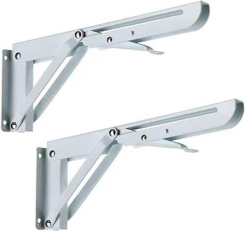 Miniatura 10 de Sumnacon Soportes plegables resistentes para estantes – Banco de mesa triangular de metal resistente, soporte de estante plegable de 10 pulgadas, 2