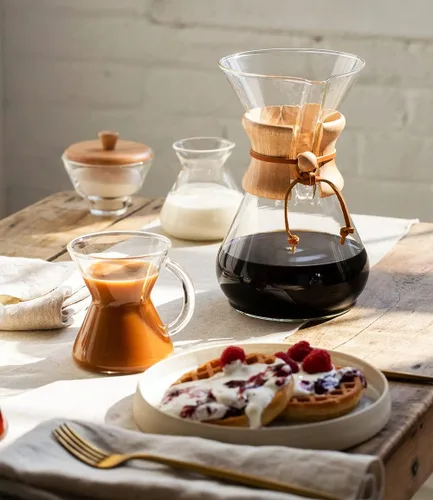 Miniatura 8 de Chemex Cafetera de vidrio para verter - Serie clásica - 10 tazas - Embalaje exclusivo Cafetera manual grande del goteo, vidrio de borosilicato