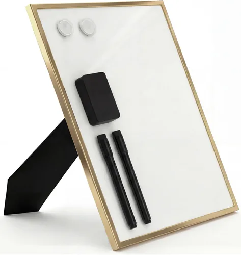 Miniatura 15 de Pizarra blanca pequeña de 12 x 16 pulgadas magnética de borrado en seco con asa Marco de aluminio negro Pizarra planificadora de doble cara