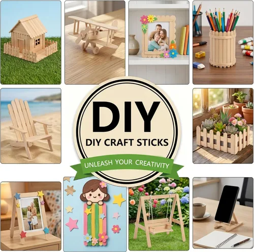 Miniatura 5 de 1200 palitos de madera para manualidades, palitos de helado de madera natural de 4.5 pulgadas de largo para manualidades de bricolaje de madera