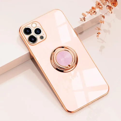 Miniatura 57 de Compatible con iPhone 11 Kickstand, anillo de rotación de 360 grados integrado con borde de oro rosa brillante que funciona con soporte magnético