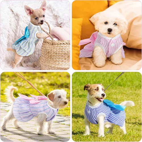 Miniatura 5 de 4 Piezas Vestidos para Perros Ropa para Cachorros Vestidos de Princesa de Verano para Mascotas Falda Tutú para Perrita Hembra Ropa para Chihuahua