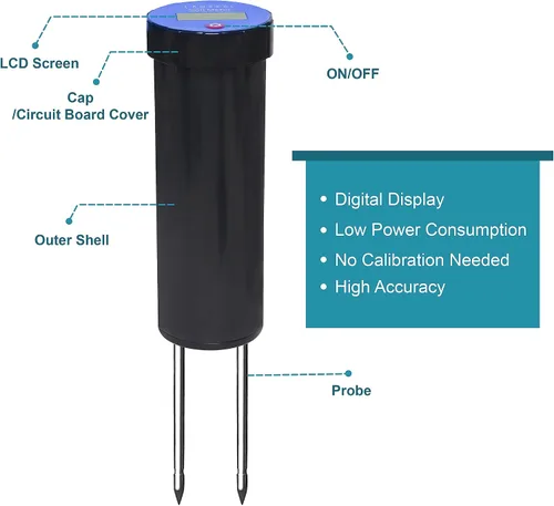 Miniatura 4 de Digital Soil pH Meter, Industrial Grade Soil pH Tester with Calibration-Free LCD Display, High Accuracy Soil pH Pen, Soil pH Monitor for Garden